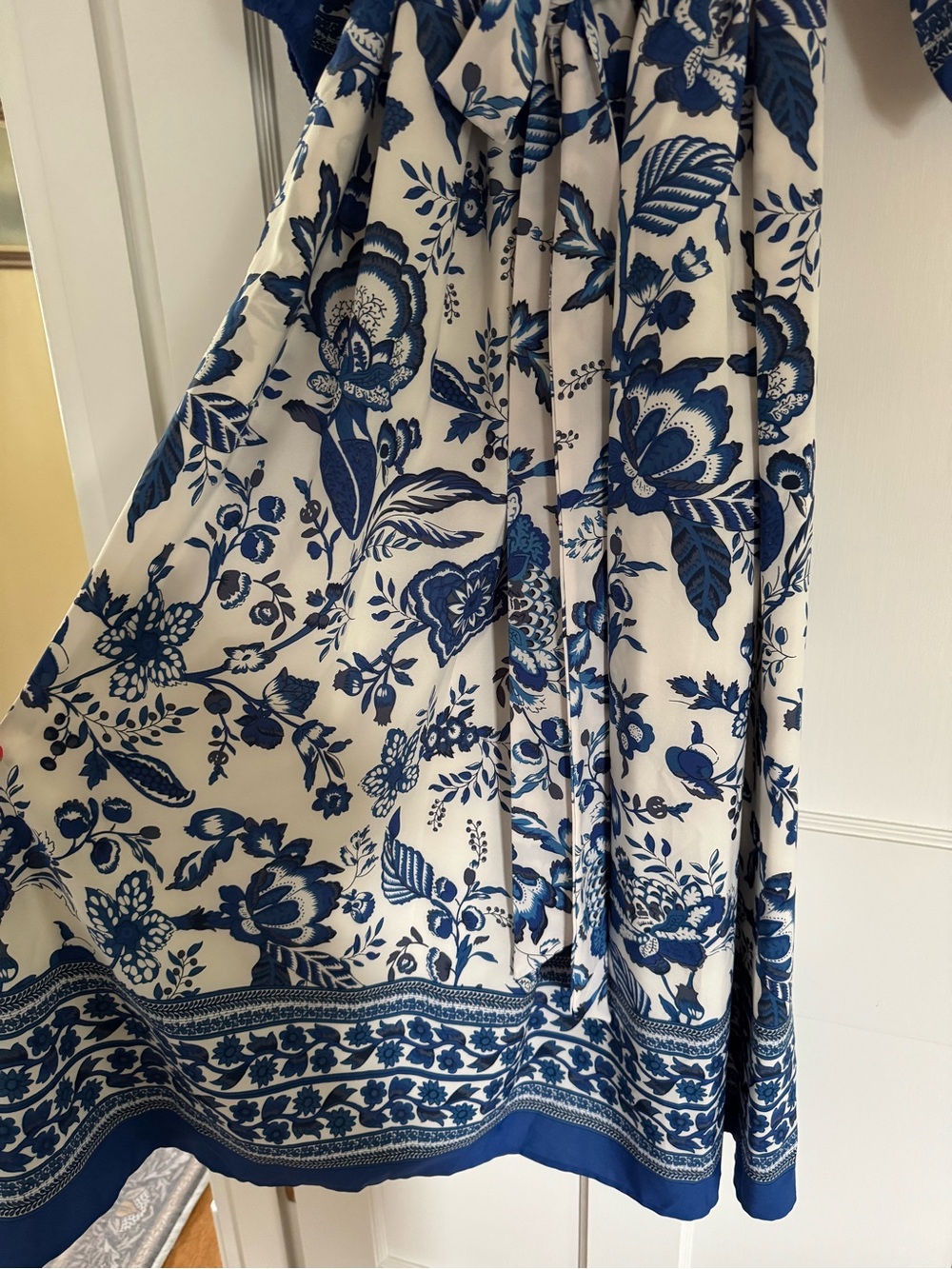 BloomChic - Blue White Floral Belted Maxi Dress, w/ pockets - Picture 5 of 7